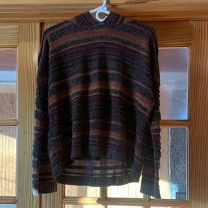 Women’s Earthbound Trading Co Striped Hoodie Pullover Relaxed Knit Sweater S